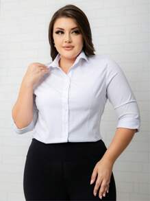 Plus Size Blouses - trắng - Xem 2