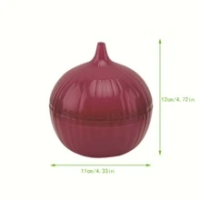 1 Pieza Recipiente De Almacenamiento De Cebolla, Caja De Conservación De Alimentos En Forma De Cebolla Clásica Para Mantener Los Alimentos Frescos - Morado - Ver 2