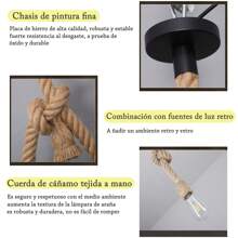 lámpara de techo cuerda,lámpara colgante de cuerda de cáñamo, 39 pulgadas de lámpara de cuerda,lámpara de techo e27 (1 Lamp Holder),luminaria de cuerda de cáñamo,para Comedor Restaurante Cafetería - 39inch - Ver 3