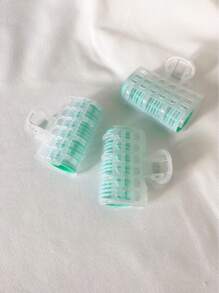 3Pcs Solid Color Hair Roll Curler Hair Curler Women Rollers Hairdressing Tool Does Not Harm Hair Slouchy Hair Curler No Heat Plastic Self-Adhesive Hair Curling Hairdressing Hair Styling Tool Creative Multifunctional Hook And Loop Hairstyle Fixing Rollers Styling Tools Use Before Going Out For Girls - Green - View 1