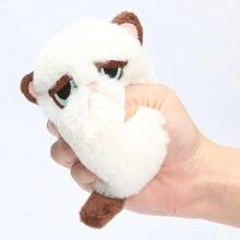 毛絨玩具背包飾品貓咪毛絨填充動物玩具12cm帶夾子 - 杏色 - 查看 8