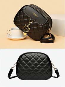 新款女用單肩包,時尚經典女式小包,多功能女式斜挎包,刺繡菱形圖案迷你黑包,多口袋多拉鍊小皮包,適合女士工作、上學、購物、休閒、約會、旅行, 送給女孩的完美禮物 - 黑色 - 查看 7