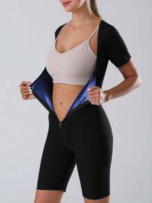 运动户外女士运动紧身连体衣、桑拿服、健身运动汗水连体衣塑身衣腰部训练器紧身胸衣塑身短裤