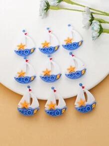 10入組diy樹脂帆船造型吊墜,適用於耳環,項鍊,手鐲裝飾