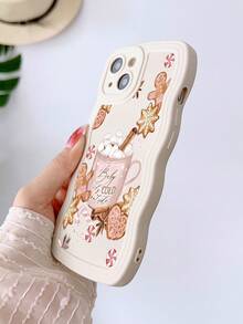 1個簡約風格動漫暖落日氛圍拿鐵，肉桂和薑餅人，餅乾和糖果印刷亞克力鍍鏡手機殼，適用於iPhone - 彩色 - 查看 2