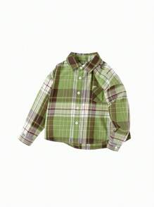 Balabala Girls Spring And Autumn Casual Versatile Plaid Soft Skin-Friendly Young Girl Long-Sleeved Shirt Yellow - Green - View 1