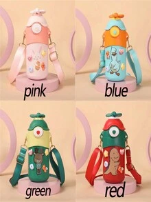 1pc Newly Launched Cartoon Fun Straw Bouncing 304 Stainless Steel Belly Cup With Strap Outdoor Sports Water Bottle - Multicolor - View 3