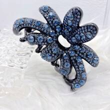 1入大號蝴蝶設計髮夾,女士和女孩髮飾,韓國風格 - 藏蓝色 - 查看 4