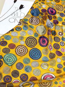 1 Miếng Đơn giản In Phụ nữ Khăn lụa , Mới Cho mùa xuân & Mùa hè , Ấm áp Cái cổ Bọc , Đúng mốt Toàn trận Khăn quàng cổ , Chống nắng Khăn choàng - Màu vàng - Xem 6