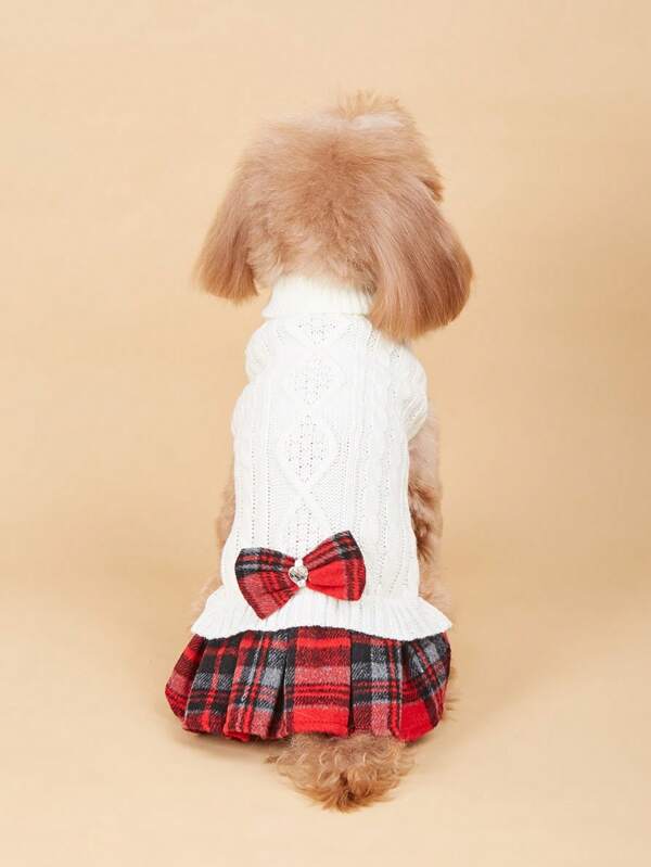 1st Pet Tweed Plaid Sweaterjurk, Geschikt voor Katten en Honden in het Herfst/Winterseizoen