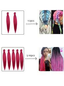 Pre Stretched Braiding Hair 26 Inch  Professional Soft Yaki Braiding Hair For Twist Braids Hot Water Setting Synthetic Crochet Hair Extensions - Hot Pink - View 5
