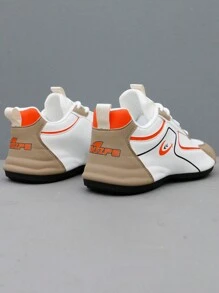 男士時尚拼色跑鞋,舒適防滑透氣繫帶運動鞋適合男士戶外活動 - 卡其色 - 查看 2