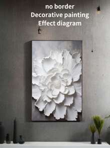 1件簡約風花卉裝飾畫布畫,無邊框客廳掛畫宿舍臥室家居裝飾,牆藝畫,送給她/他的禮物 - 灰色 - 查看 3