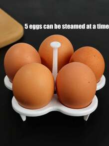 1pc High-temperature Resistant Plastic Detachable 5-hole Egg Steaming Rack With Handle, Cooking Tool - White - View 5