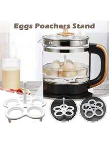 1pc High-temperature Resistant Plastic Detachable 5-hole Egg Steaming Rack With Handle, Cooking Tool - White - View 3