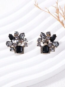 juran Bông tai trang trí bằng đá rhinestone - màu đen - Xem 1
