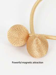 2pcs Simple Self-adhesive Curtain Tiebacks With Braided Ball Design, Window Curtain Accessories - Gold - View 4