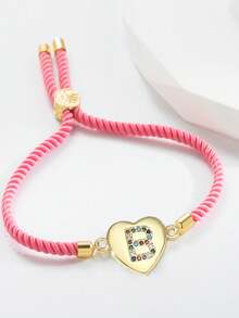 1入潮流精美的鍍銅彩鋯a-z字母吊墜手鍊,節慶禮物,適合女性日常穿着(手鍊隨機顏色) - 彩色 - 查看 4