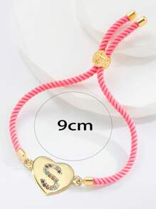 1入潮流精美的鍍銅彩鋯a-z字母吊墜手鍊,節慶禮物,適合女性日常穿着(手鍊隨機顏色) - 彩色 - 查看 5