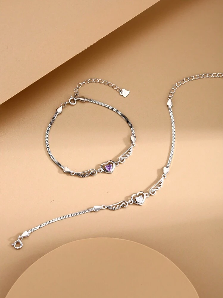 Bracciale in argento sterling con zirconi blu