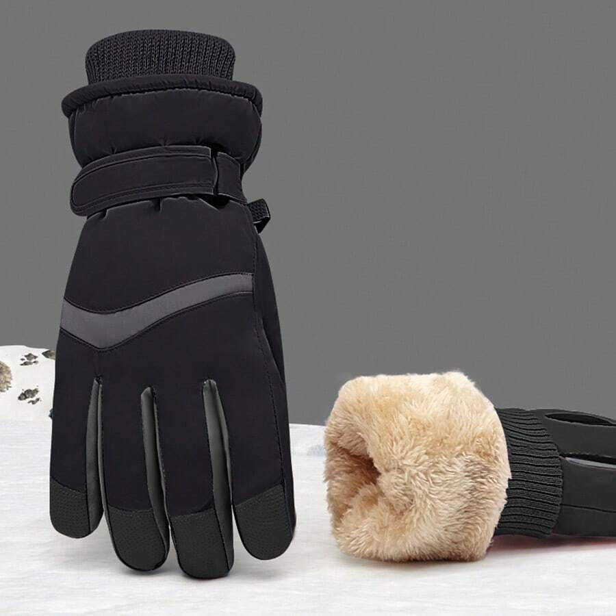 Damen Skihandschuhe für den Winter, winddicht, wasserdicht, verstärkt, warm, touchscreen-fähig, geeignet für Skifahren, Motorradfahren, Snowboarden, Outdoor-Sport, Reitausrüstung, schwarze Thermohandschuhe, Winterhandschuhe, Handwärmer, Schneehandschuhe