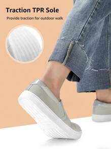 STQ Slip On Shoes For Women Comfort Fall Loafers Soft Business Casual Sneakers - XÁM NHẸ - Xem 3