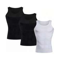 Faja Hombre Camiseta Reductora Modeladora, 3pzs Camisetas Faja Reductora Moldeadora Playera Deportiva - Blanco y Negro - Ver 1