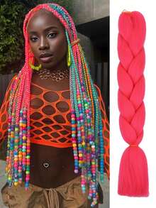 3入組粉色大辮子頭套24英寸,適合女性日常、假期和cosplay的辮子頭衣服,時尚新年和聖誕節的合成髮和易於操作的高溫髮