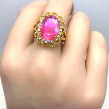 1pc Fashionable Simple Style Ring With & Cat's Eye Stone, Suitable For Daily Wear - Pink - View 2