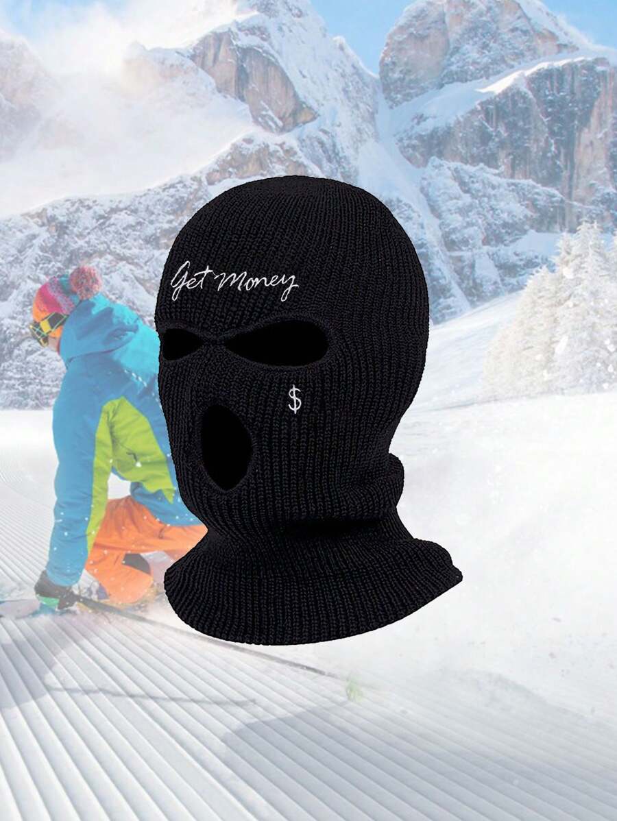 2 szt./1 szt. unisexowy haftowany dzianinowy kominiarka z kapturem i dzianinowymi rękawiczkami, odpowiedni na jesienne i zimowe aktywności na świeżym powietrzu, takie jak podróże, narciarstwo, jazda na rowerze, piesze wycieczki, czapka jesienna