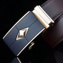 皮带 著名品牌皮带 男士皮带 优质正品奢华真皮男士皮带 男皮带 男金属自动扣 - 棕色 - 查看 4