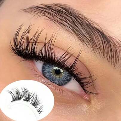 5 Pairs Fox Series 3d Curl Eyelashes With Transparent Stem, Clear And Natural Appearance, Designed For Party Club Cat Eye Makeup Strip Lashes,Lashes,Eyelashes,Fake Lashes