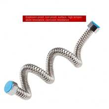 加厚4/1-2英寸不銹鋼波紋管,高壓防爆熱水器冷/熱水進水金屬軟管,適用於廁所連接 - 銀色 - 查看 2