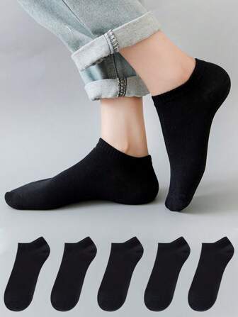 Sports Outdoor 5 Pairs Of Black Sweat-Absorbing, Breathable, And Odor Resistant Sports Socks