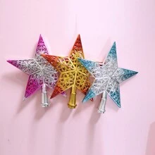1 件圣诞树顶饰-蓝色渐变镂空电镀渐变五角星树顶饰，圣诞节 - 彩色 - 查看 10