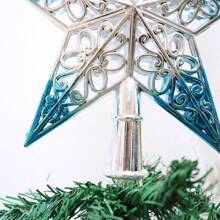 1 件圣诞树顶饰-蓝色渐变镂空电镀渐变五角星树顶饰，圣诞节 - 彩色 - 查看 8