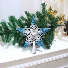 1 件圣诞树顶饰-蓝色渐变镂空电镀渐变五角星树顶饰，圣诞节 - 彩色 - 查看 4