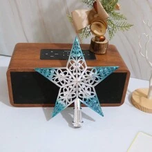 1 件圣诞树顶饰-蓝色渐变镂空电镀渐变五角星树顶饰，圣诞节 - 彩色 - 查看 5