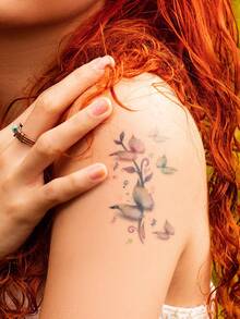 30sheets Multicolor Cartoon Flowers & Animals Design Combination Waterproof Temporary Tattoo Stickers For Shoulder, Neck, Collarbone, Hand - Multicolor - View 2