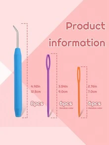 Conjunto De 8 Ganchos Para Crochet Azul Y Agujas De Tejer - Azul - Ver 3