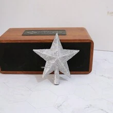 1pc Medium Size Christmas Tree Topper Star Shaped Decor With Silver Glitter Powder (slight Powder Shedding Is Normal) - Silver - View 4