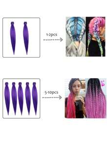 Pre Stretched Braiding Hair 26 Inch  Professional Soft Yaki Braiding Hair For Twist Braids Hot Water Setting Synthetic Crochet Hair Extensions - Purple - View 5