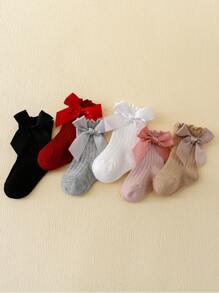 6 Paare Baby Mädchen Rüschen Kurz Socken Mit Schleife Und Spitze - Verschiedenfarbig - Übersicht 4