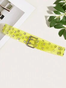 1條銀色扣環黃色tpu腰帶 - 黃色 - 查看 2