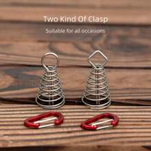 1入組紅色戶外露營帳篷章魚繩扣不銹鋼甲板釘固定帳篷繩扣彈簧風繩掛勾 - 紅色 - 查看 3