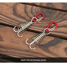 1入組紅色戶外露營帳篷章魚繩扣不銹鋼甲板釘固定帳篷繩扣彈簧風繩掛勾 - 紅色 - 查看 7