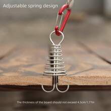 1入組紅色戶外露營帳篷章魚繩扣不銹鋼甲板釘固定帳篷繩扣彈簧風繩掛勾 - 紅色 - 查看 5