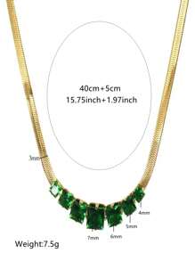 1 條不銹鋼蛇骨鏈,帶有玻璃鑲嵌裝飾,適合女士日常佩戴 - 金黃色 - 查看 13