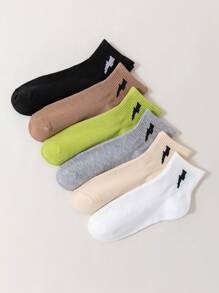 2/5/6/8/10/12/15/16/20 双女士中筒袜，经典黑色，简约舒适透气日常白袜，男女通用短袜，适合所有季节 - 彩色 - 查看 2
