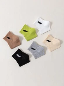 2/5/6/8/10/12/15/16/20 双女士中筒袜，经典黑色，简约舒适透气日常白袜，男女通用短袜，适合所有季节 - 彩色 - 查看 3